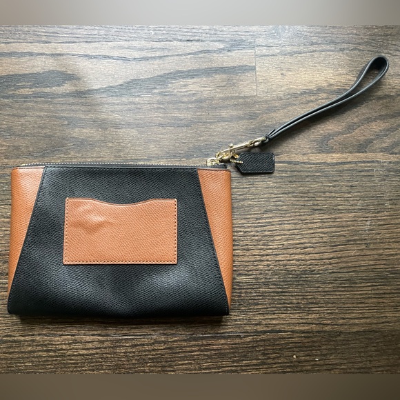 Coach Black/Brown Leather Morgan Wristlet Clutch